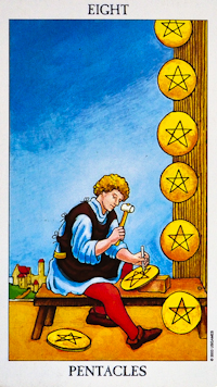 Eight of Pentacl Tarot Card Meanings